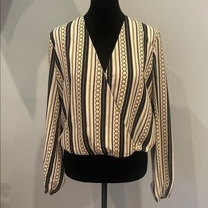 Chic Striped Blouse with Chain Design - designer looks